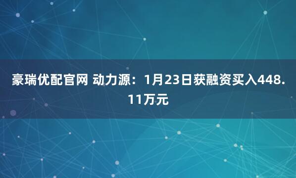 豪瑞优配官网 动力源：1月23日获融资买入448.11万元
